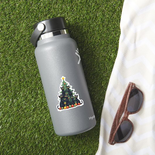Kattenliefhebbers Schattige en Grappig Kerstboom 4 Sticker (HydroFlask Insitu)