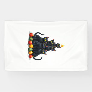 Kattenliefhebbers Schattige en Grappige Kerstboom Spandoek