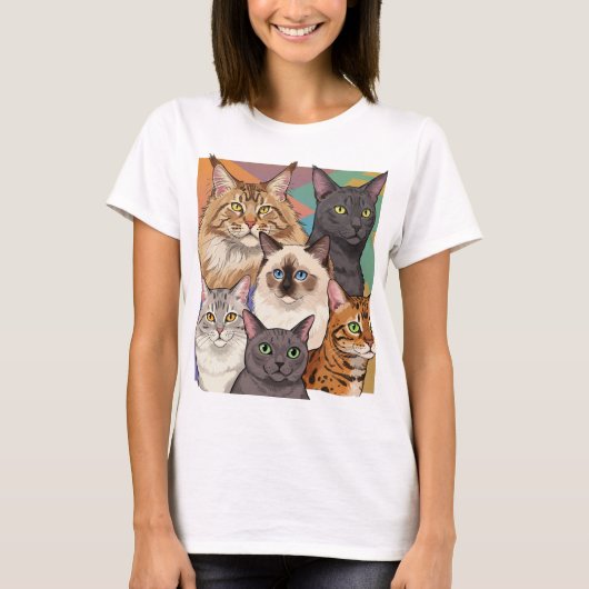 Kattenliefhebbers T-Shirt - katten bende (Voorkant)