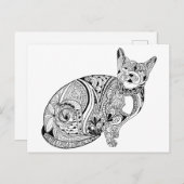 Kattenliefhebbers zwarte en witte kat briefkaart (Voorkant / Achterkant)