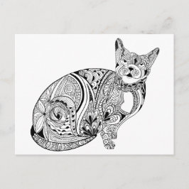 Kattenliefhebbers zwarte en witte kat briefkaart
