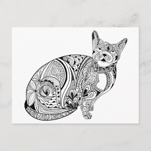 Kattenliefhebbers zwarte en witte kat briefkaart (Voorkant)