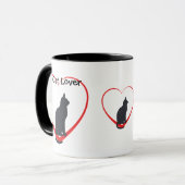 Kattenliefje, zwarte katten in open rode harten mok (Voorkant links)