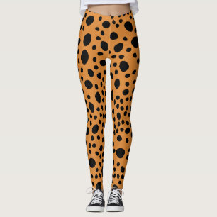 Kattenluipaardhuidpatroon Oranje Donkere Stippen D Leggings