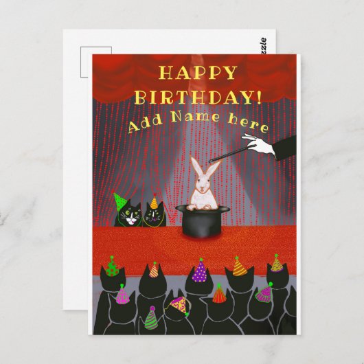 Kattenmagie show verjaardag elk jaar platte Kaart (Voorkant / Achterkant)
