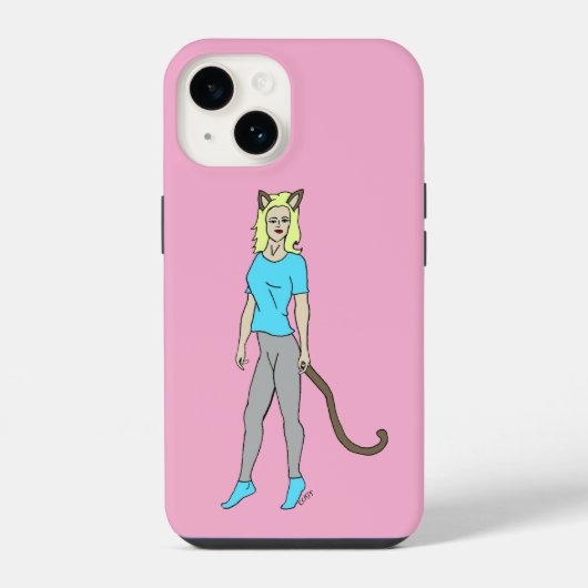 kattenmeisje iPhone hoesje (Achterkant)