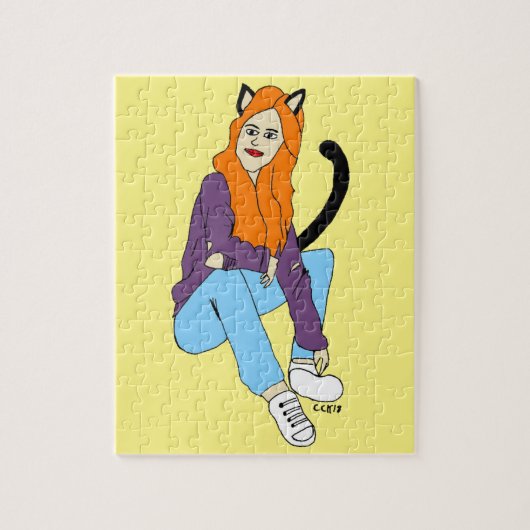 kattenmeisje legpuzzel (Verticaal)