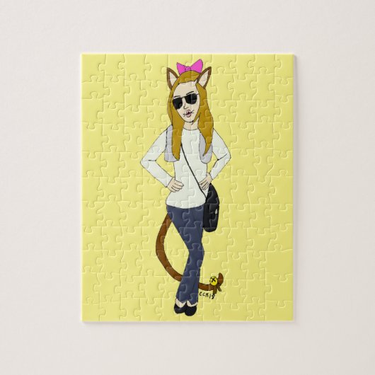 kattenmeisje   legpuzzel (Verticaal)