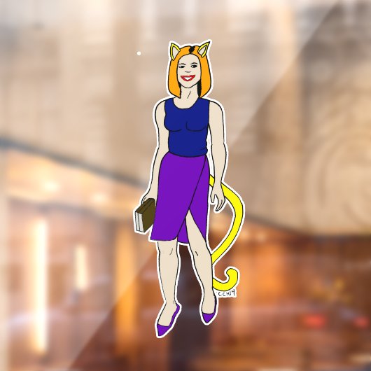 kattenmeisje raamsticker (Vel 2)