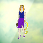 kattenmeisje raamsticker (Vel 3)