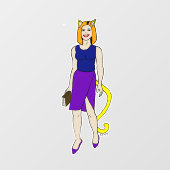 kattenmeisje raamsticker (Vel)