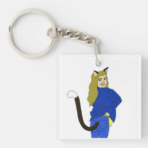kattenmeisje sleutelhanger