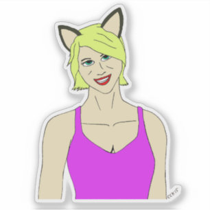 kattenmeisje sticker