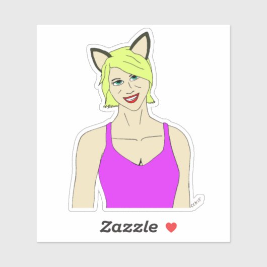 kattenmeisje sticker (Vel)