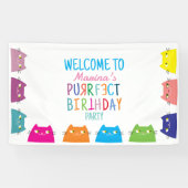 Kattenmeisje Verjaardagsfeestje Spandoek (Horizontaal)