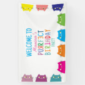 Kattenmeisje Verjaardagsfeestje Spandoek (Verticaal)