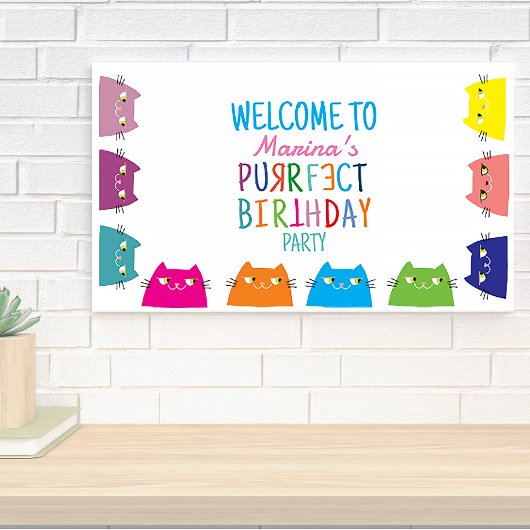 Kattenmeisje Verjaardagsfeestje Spandoek
