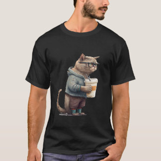 Kattenmens die koffie drinkt, Vermoeide kat Drinkt T-shirt