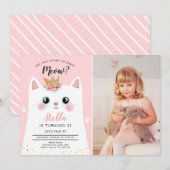 Kattenmeuw Roze Kroon Meisje Kitty Kat Verjaardag Kaart (Voorkant / Achterkant)