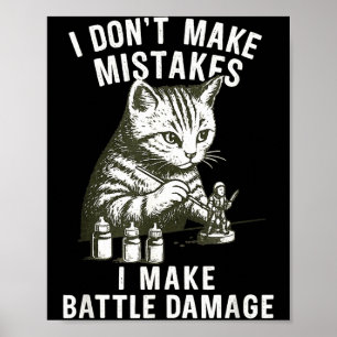 Kattenminiatuurschilder Strijdschade Grappige Mini Poster