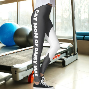 Kattenmoeder Cute Huisdier Naam Donkergrijs Wit Ma Leggings