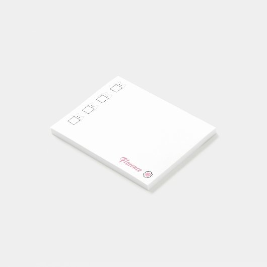 Kattenmoeder Cute Kat Poot Wit & Roze Post-it® Notes (Schuin)