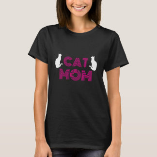 Kattenmoeder Dames T-shirts met witte kat silhouet