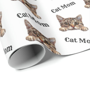 Kattenmoeder die Foldex Watercolor Patroon bekijkt Cadeaupapier