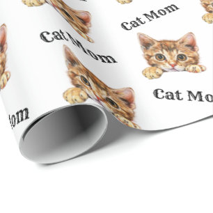 Kattenmoeder die naar Cheetoh gluurt herhalend pat Cadeaupapier