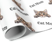 Kattenmoeder die over de rand gluurt LaPerm herhal Cadeaupapier (Rol Hoek)