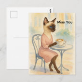 Kattenmoeder drinkt koffie briefkaart (Voorkant / Achterkant)