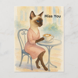 Kattenmoeder drinkt koffie briefkaart