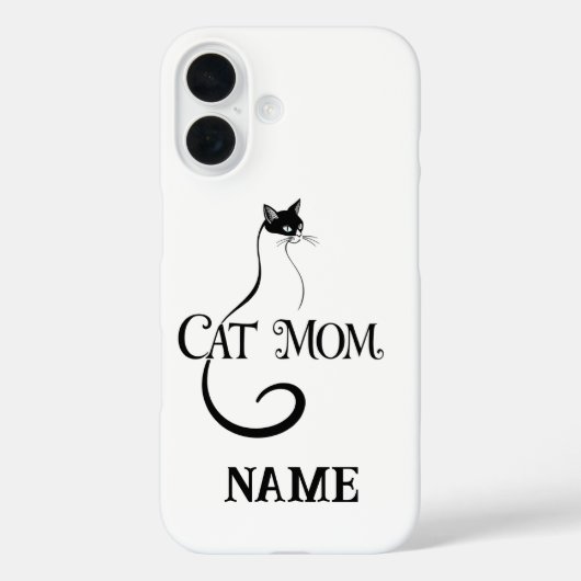 Kattenmoeder, Elegante Minimalistische Zwarte Kat Case-Mate iPhone Case (Achterkant)