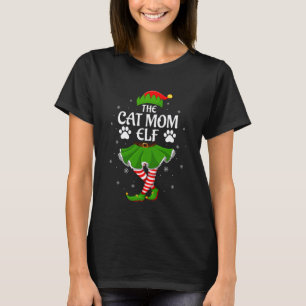 Kattenmoeder Elf Kerstmis Familie Meisjes Vrouwen T-shirt