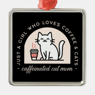 Kattenmoeder grappige koffieliefhebbers metalen ornament