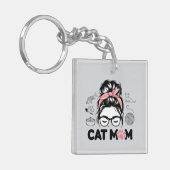 "Kattenmoeder" Grappige Lieve Kattenliefhebber Vro Sleutelhanger (Voorkant Links)