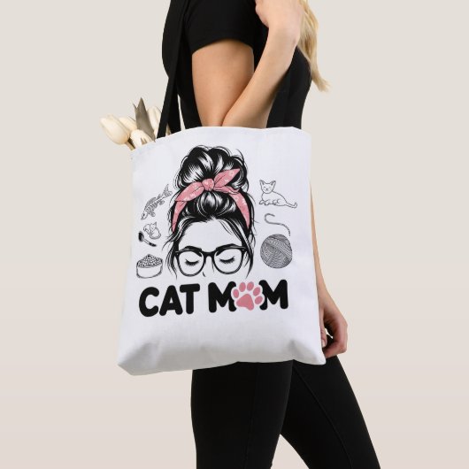 "Kattenmoeder" Grappige Lieve Kattenliefhebber Vro Tote Bag (Dichtbij)