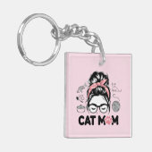 "Kattenmoeder" Grappige Schattige Kattenliefhebber Sleutelhanger (Voorkant Links)