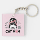 "Kattenmoeder" Grappige Schattige Kattenliefhebber Sleutelhanger (Achterkant)