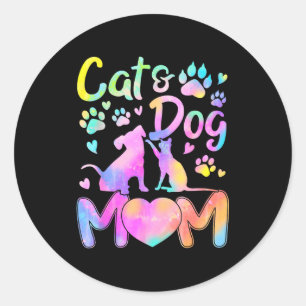 Kattenmoeder hondenmoeder meisje vrouwen moederdag ronde sticker