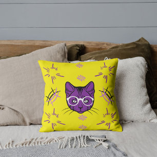 Kattenmoeder Huisdierliefhebber Modern Cute Paars Kussen
