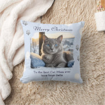 Kattenmoeder Ijsblauwe Huisdier Foto Kerstmis