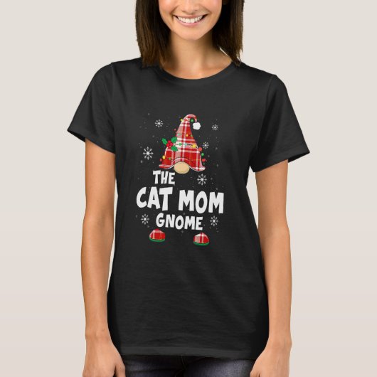 Kattenmoeder Kabouter Buffalo Plaid Overeenkomstig T-shirt (Voorkant)