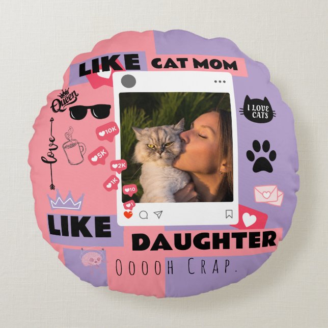 Kattenmoeder Kattendader Ronde Kussen Cadeau Voor  (Voorkant)