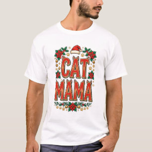 Kattenmoeder Kerst Klauwen T-shirt
