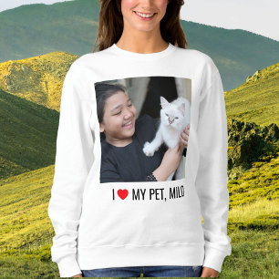 Kattenmoeder Kid Liefde Huisdier Foto Rode Hart Zw Trui