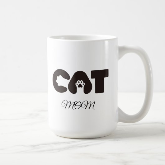 Kattenmoeder koffiemok – Cute pow met letter kat (Rechts)