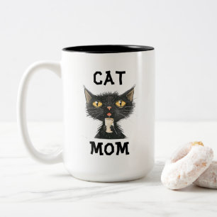 Kattenmoeder koffiemok tweekleurige koffiemok