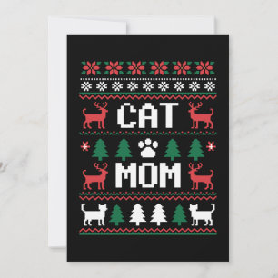Kattenmoeder lelijke kersttrui Poot Rendier Kerstm Kaart