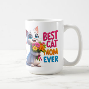 Kattenmoeder Liefde Met Bloemen En Hartjes 🐱 Koffiemok